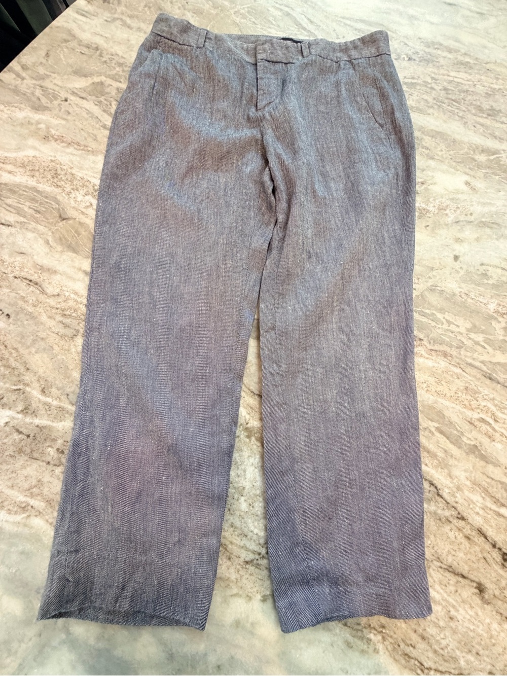 Banana Republic 6P Navy White Stripe Wide Leg Career Pants Petite Trouser